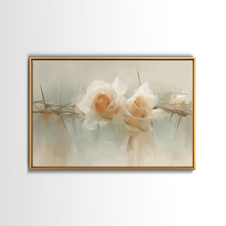 Roses Of Mercy – Framed Canvas Print – Christian Art Prints – Christian Wall Art – Abstract Christian Art – Subtle Christian Art – Christia