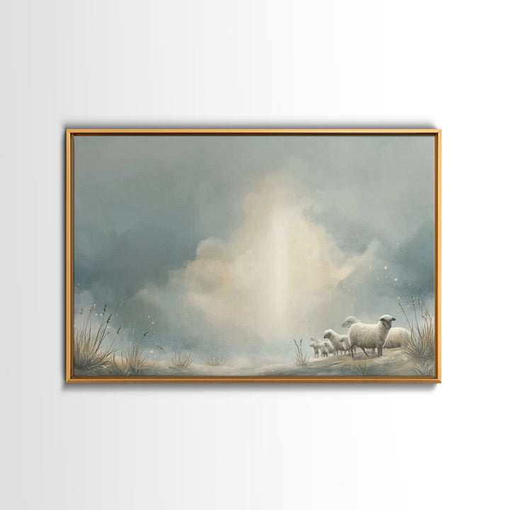 Light of the Meadow – Framed Canvas Print – Christian Wall Art – Christian Art Canvas – Jesus Painting – Vintage Christian Art – Christmas