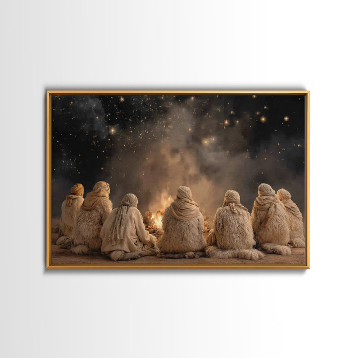 Shepherds In Wonder – Framed Canvas Print – Christian Wall Art – Christmas Art – Christian Christmas Art – Jesus Painting – Christian Art C