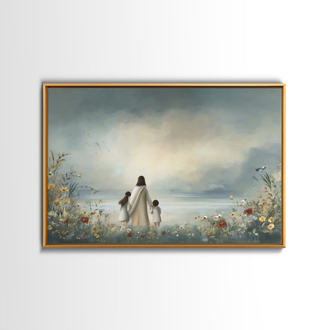 Gentle Path Hope | Framed Canvas Print | Christian Art Canvas | Christian Wall Art | Jesus Painting | Minimalist Christian Art | Christian