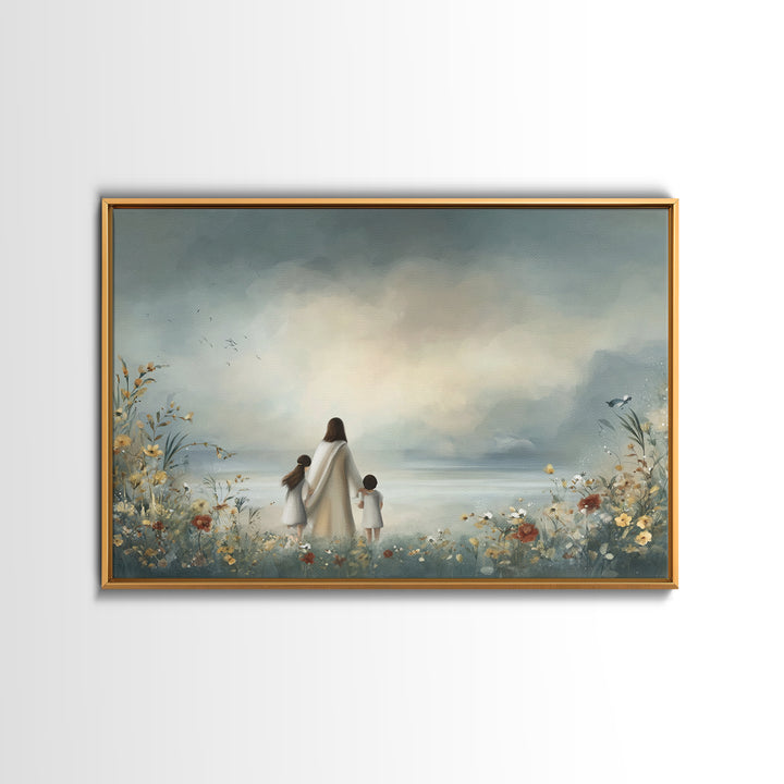 Gentle Path Hope | Framed Canvas Print | Christian Art Canvas | Christian Wall Art | Jesus Painting | Minimalist Christian Art | Christian