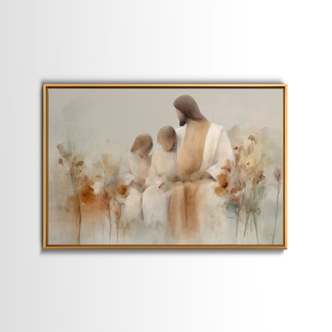 Quiet Meadow Grace | Framed Canvas Print | Christian Art Canvas | Christian Wall Art | Jesus Painting | Modern Christian Art | Christian Gi