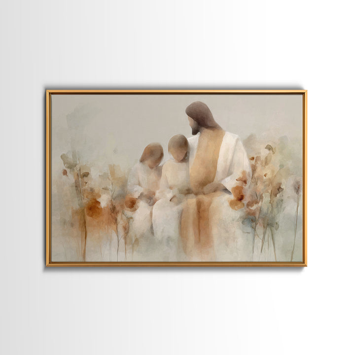 Quiet Meadow Grace | Framed Canvas Print | Christian Art Canvas | Christian Wall Art | Jesus Painting | Modern Christian Art | Christian Gi