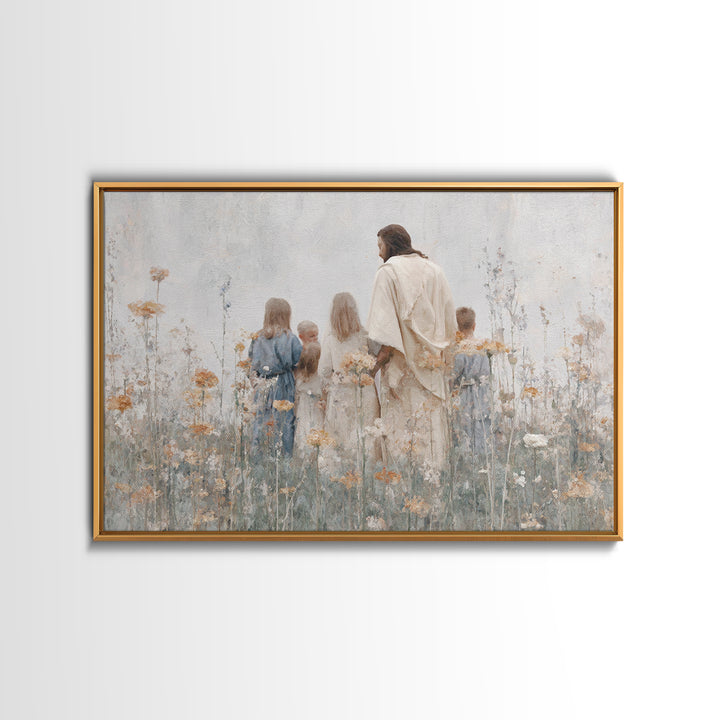 Children Of Grace | Framed Canvas Print | Christian Art Canvas | Christian Paintings | Large Jesus Painting | Christian Decor | Christmas W