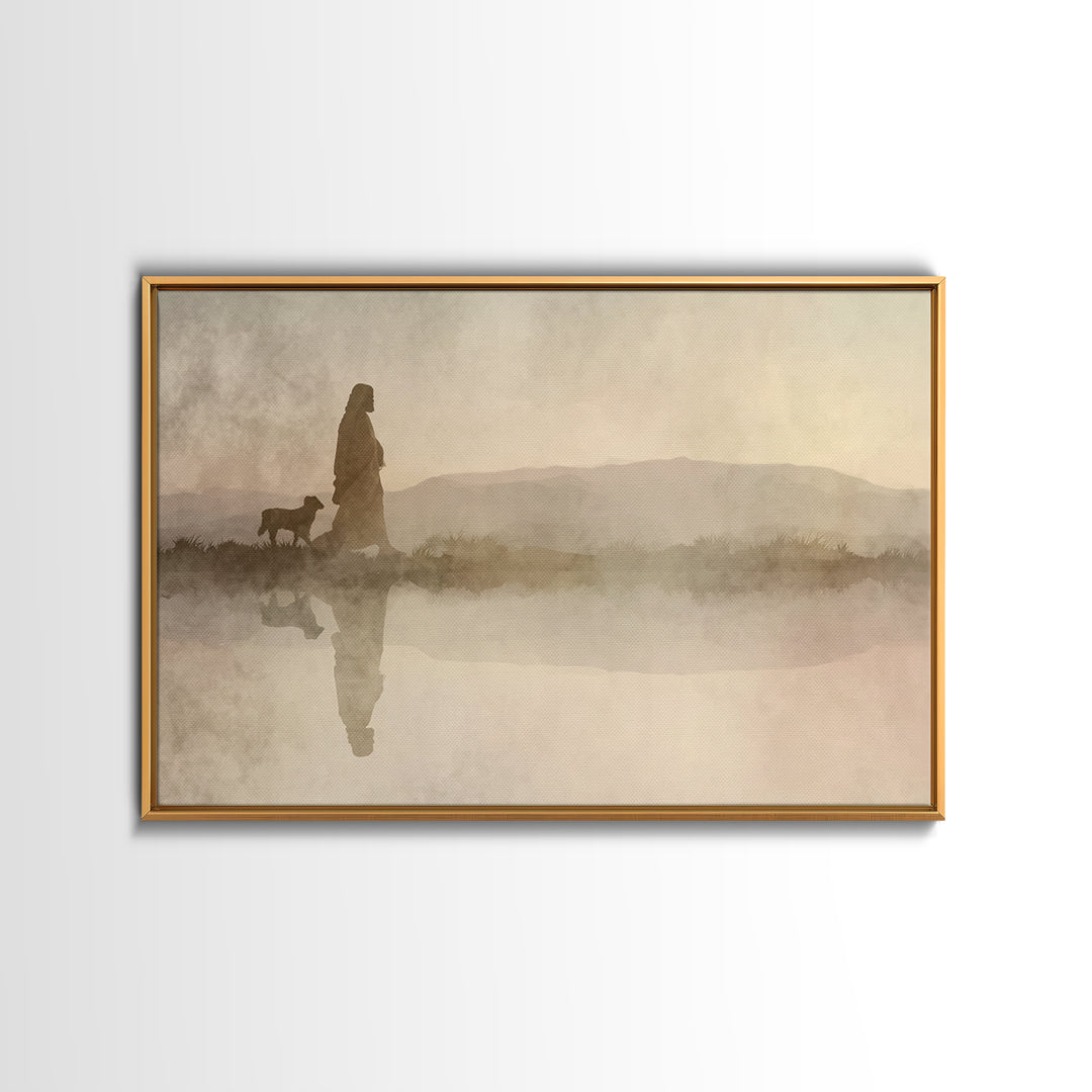 Dawnlight Promise – Framed Canvas Print – Christian Art Painting – Jesus Canvas Art – Christian Decor For Home – Subtle Christian Art – Chr