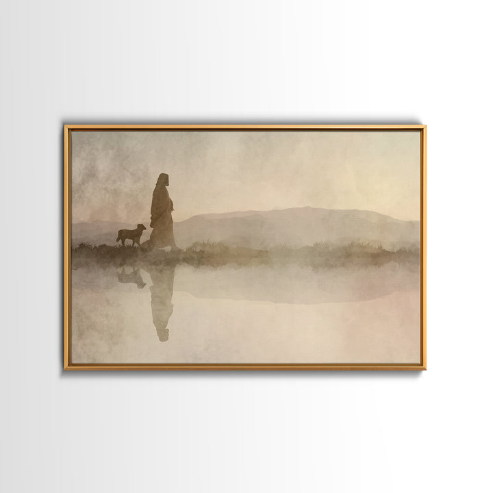 Dawnlight Promise – Framed Canvas Print – Christian Art Painting – Jesus Canvas Art – Christian Decor For Home – Subtle Christian Art – Chr