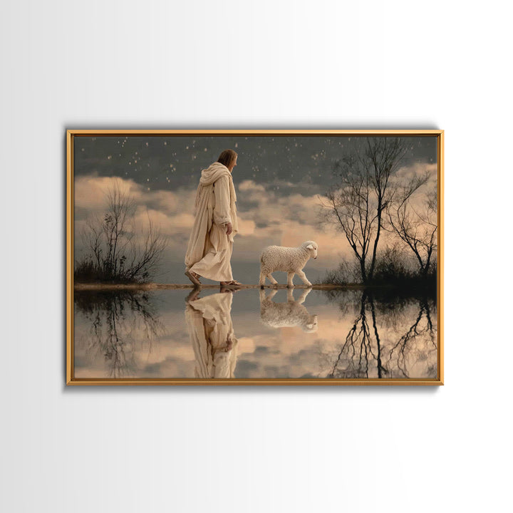 Night Watch Grace, Framed Canvas Print, Christian Christmas Art, Jesus Wall Art, Christian Art Canvas, Moody Christian Art, Framed Christma