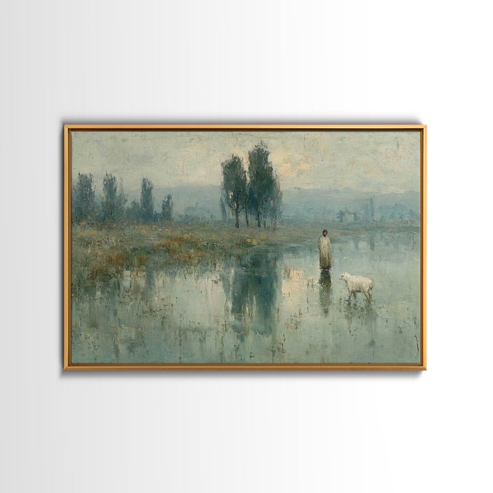 Silent Meadow Hope – Framed Canvas Print – Christian Art Canvas – Jesus Painting – Minimalist Christian Art – Christian Gift – Christmas Ar