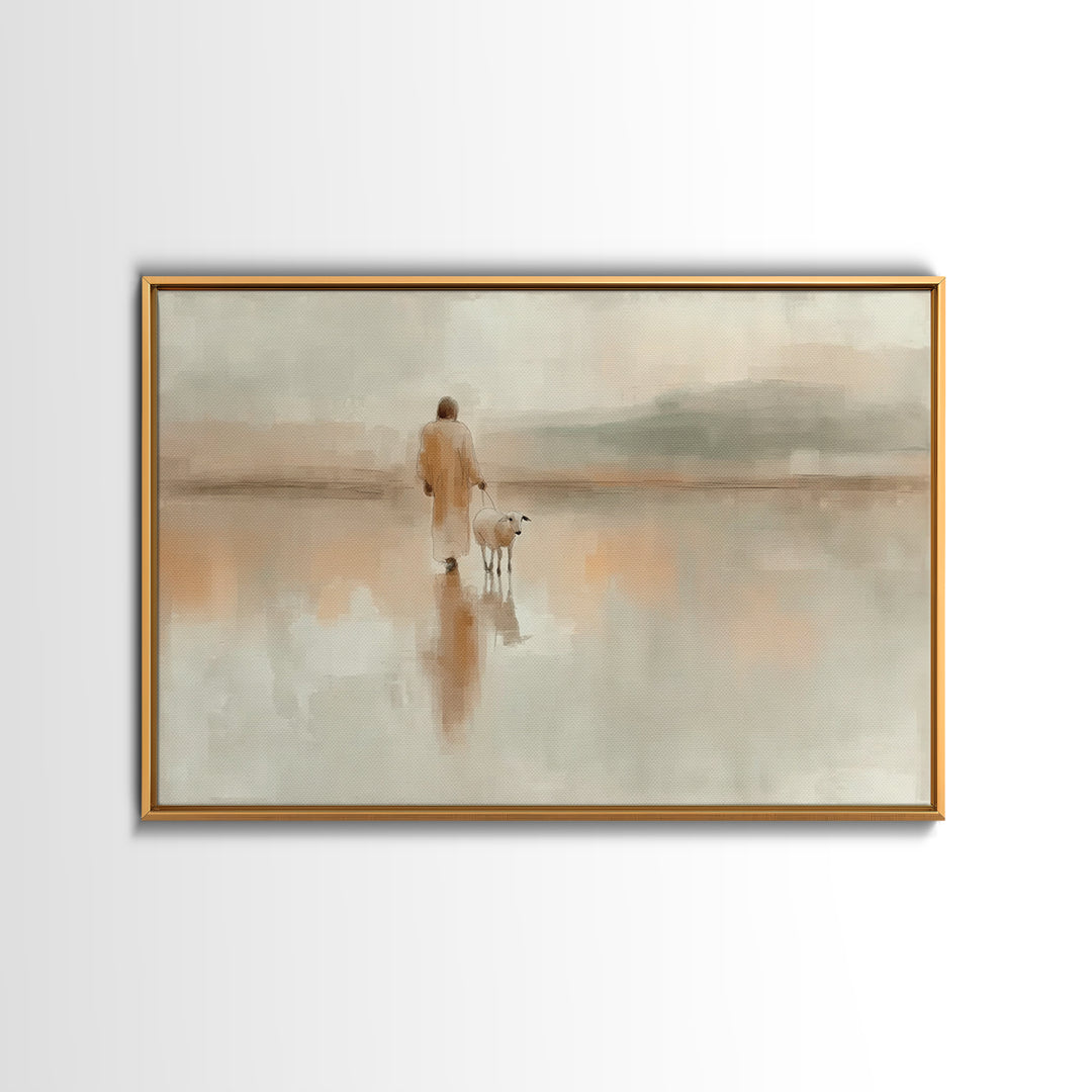 Gentle Steps Home | Framed Canvas Print | Christian Wall Art | Jesus Painting Canvas | Christian Decorations | Unique Christian Art | Chris