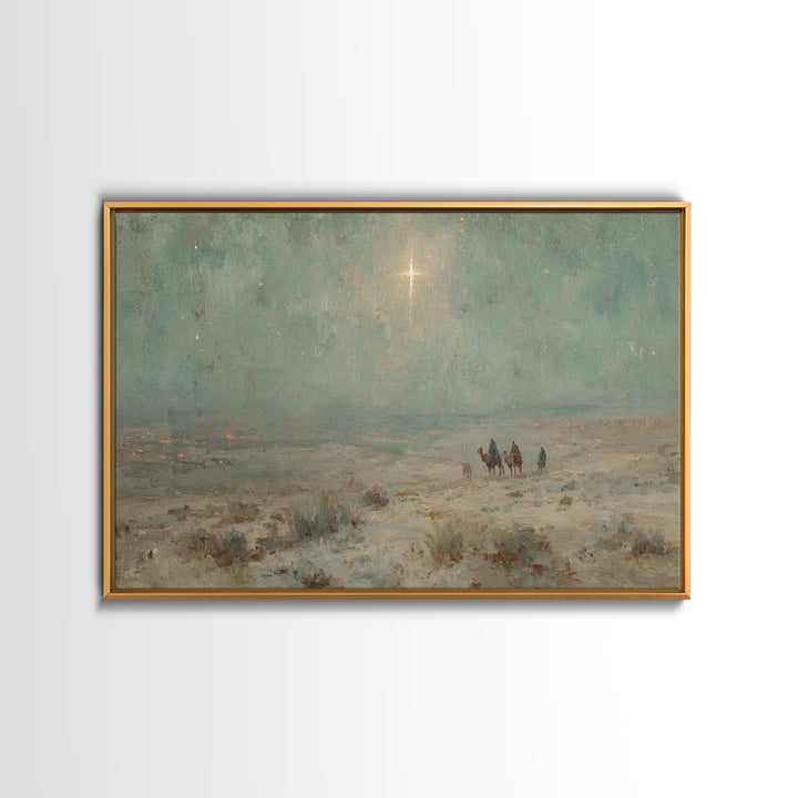 Star Of Bethlehem | Framed Canvas Print | Christmas Art | Christian Wall Art | Christian Art Canvas | Vintage Christian Art | Christian Chr
