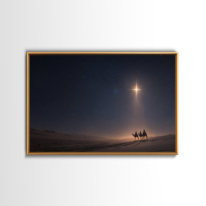 Holy Night Journey, Framed Canvas Print, Christian Art Canvas, Christmas Wall Art, Modern Christian Art, Christian Christmas Art, Christian