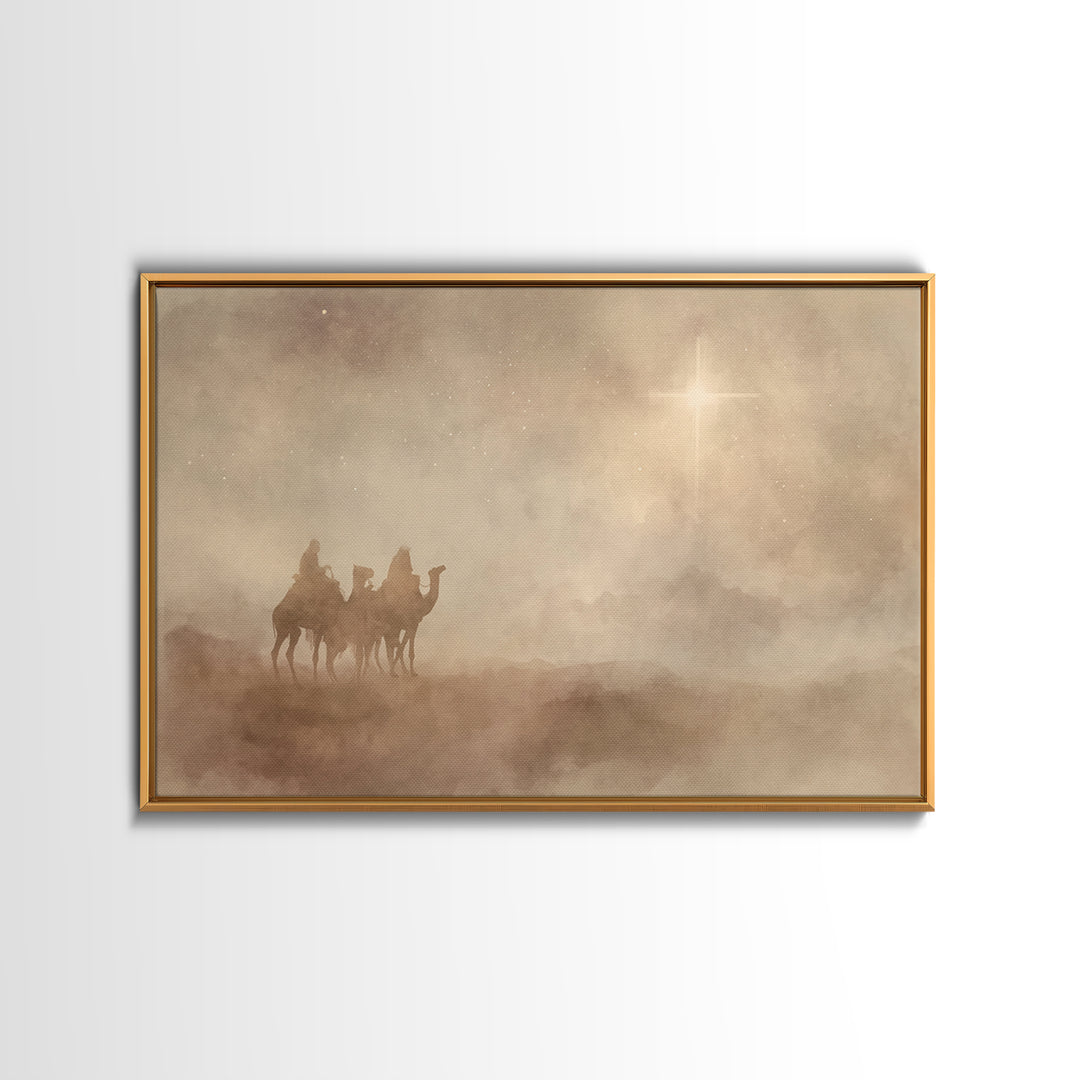 Desert Star Watch | Framed Canvas Print | Christian Art Work | Christmas Art Prints | Moody Christmas Art | Christian Wall Art | Christmas