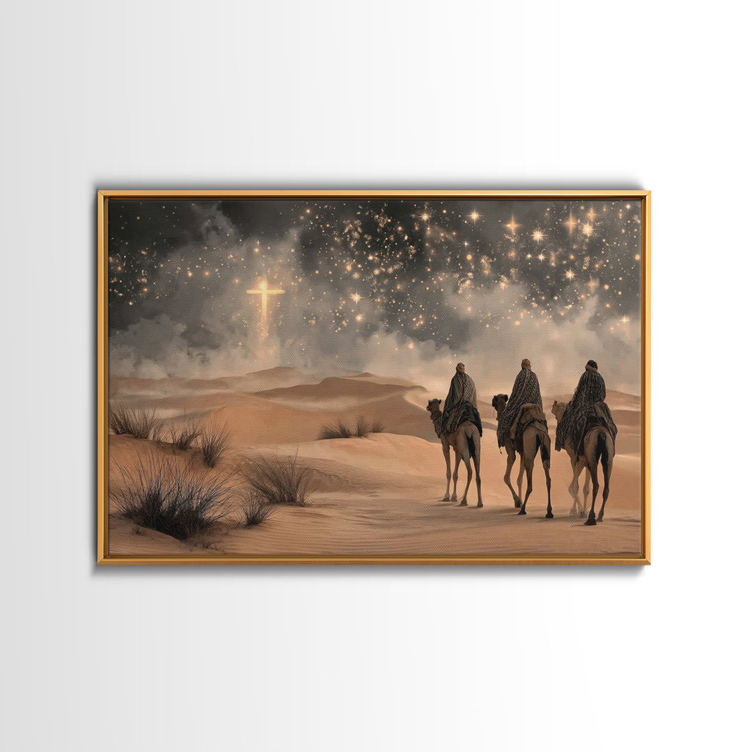 Radiant Desert Star – Framed Canvas Print – Christian Christmas Art – Christian Wall Art – Christmas Art Prints – Christian Art Canvas – La