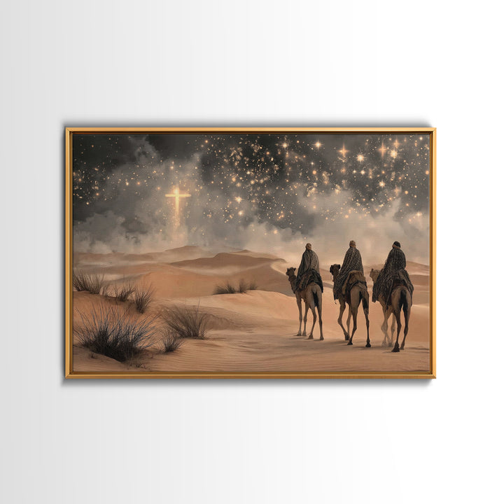 Radiant Desert Star – Framed Canvas Print – Christian Christmas Art – Christian Wall Art – Christmas Art Prints – Christian Art Canvas – La