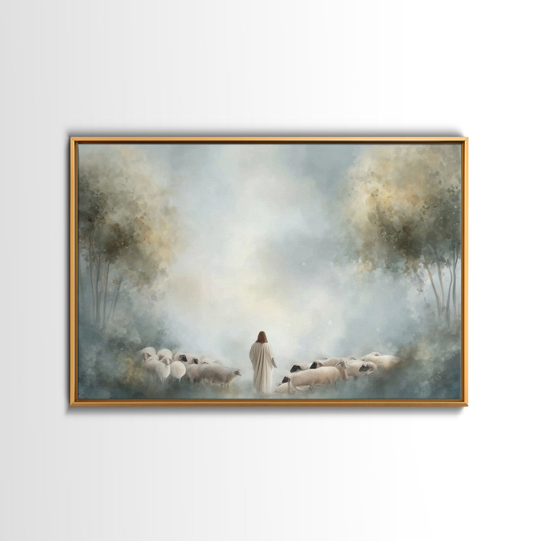 Shepherd Of Peace – Framed Canvas Print – Christian Wall Art – Christian Art Canvas – Jesus Painting – Subtle Christian Art – Christian Gif
