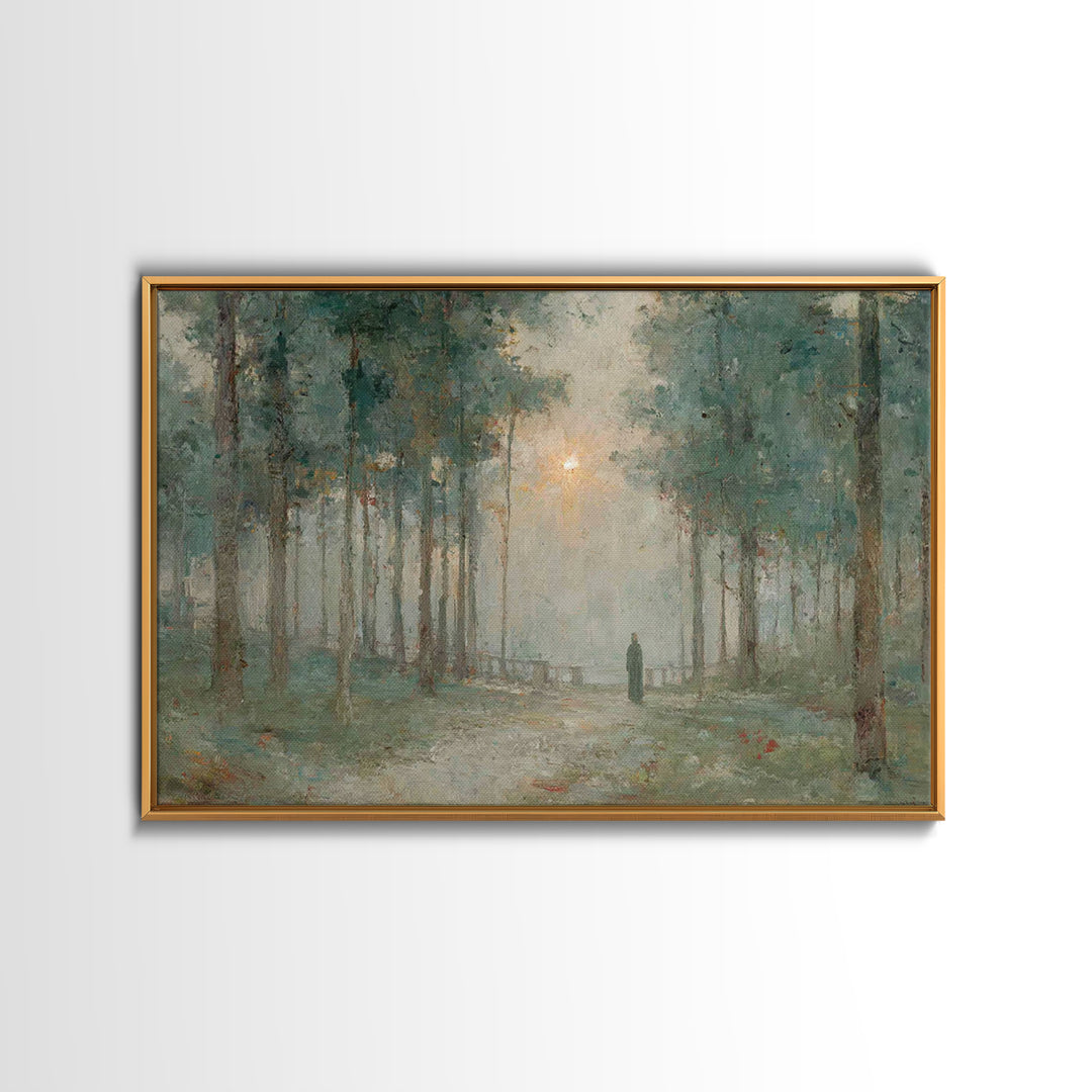 Forest Dawn Promise – Framed Canvas Print – Christian Art Painting – Christian Wall Art – Christian Art Canvas – Subtle Christian Paintings