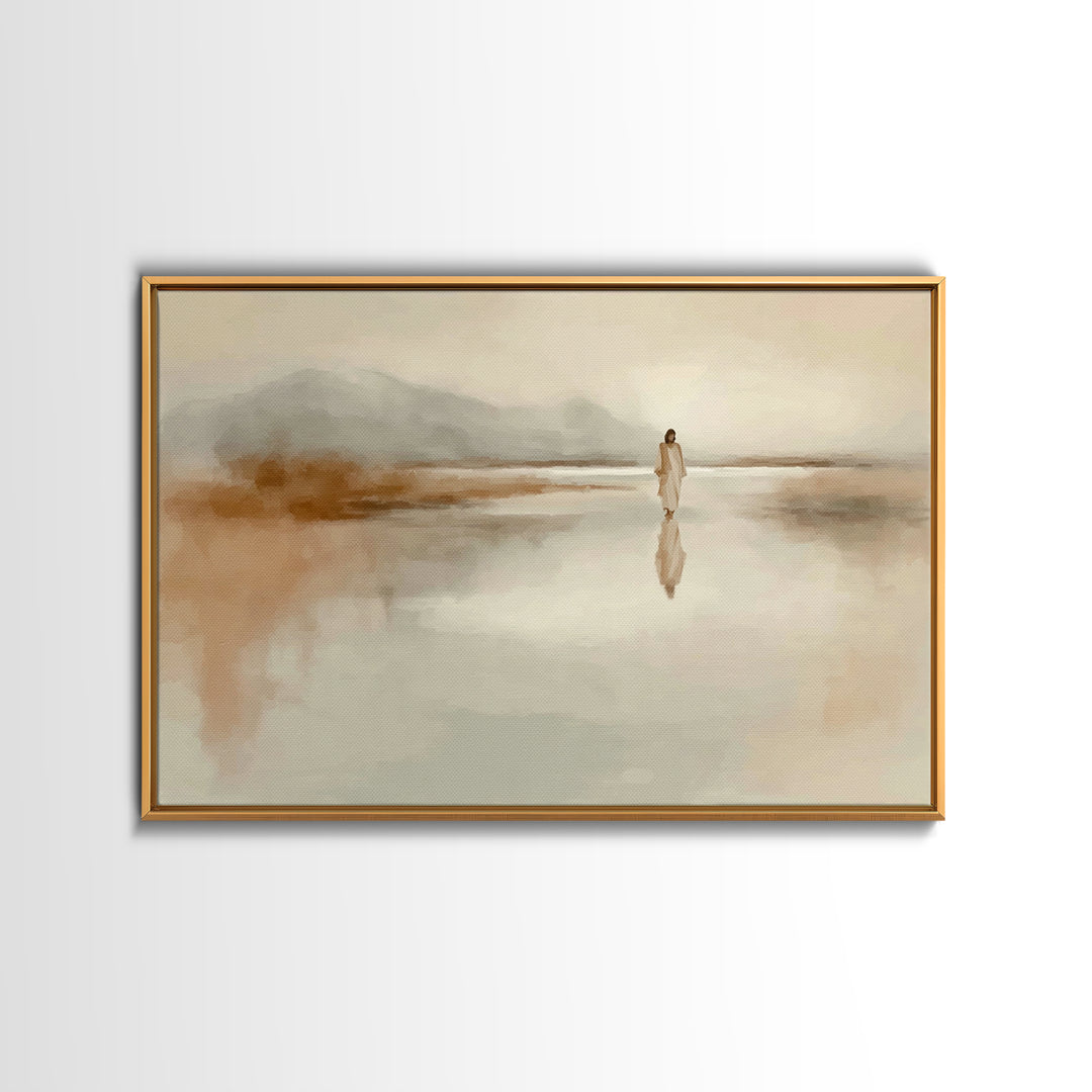 Quiet Water Journey | Framed Canvas Print | Jesus Painting | Christian Wall Art | Christian Art Canvas | Large Jesus Painting | Christian A