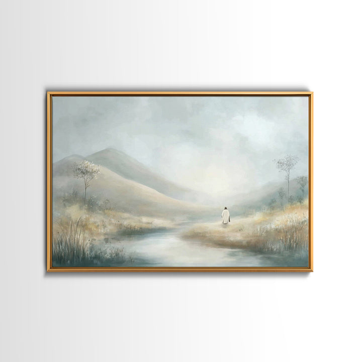 Quiet Valley Light – Framed Canvas Print – Christian Wall Art – Christian Art Canvas – Jesus Painting – Pastoral Scenery – Christian Art