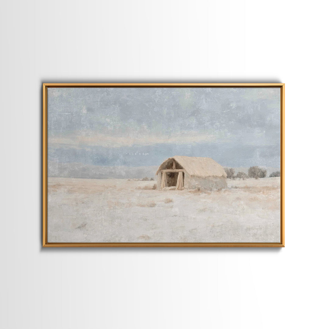 Humble Shelter Peace | Framed Canvas Print | Christmas Art Framed | Christian Christmas Decor | Christian Art Canvas | Christmas Wall Art |