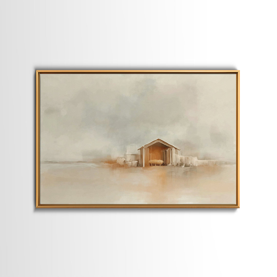 Starlit Holy Scene, Framed Canvas Print, Christian Art Canvas, Christian Christmas Art, Christmas Wall Art, Christian Decor For Home, Subtl