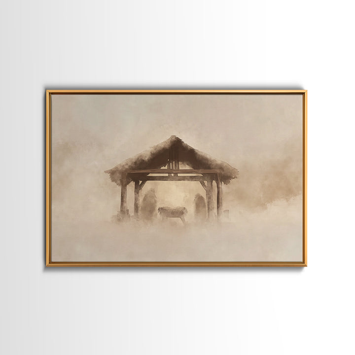 Nativity Stillness – Framed Canvas Print – Christian Christmas Art – Christian Art Canvas – Christian Wall Art – Christmas Art Prints – Chr