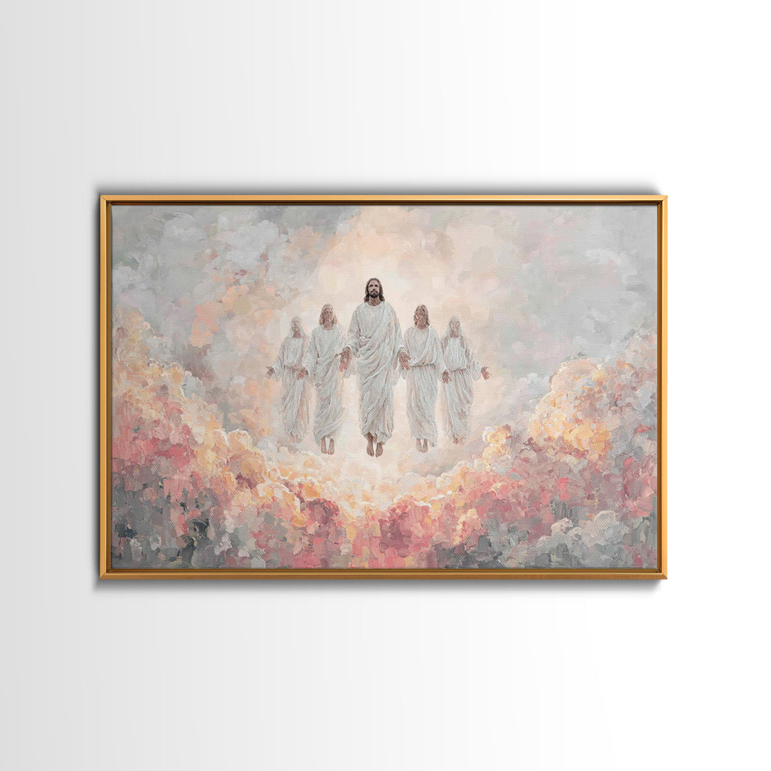 Heavenly Arrival | Framed Canvas Print | Christian Art Canvas | Christian Wall Art | Jesus Painting | Modern Christian Painting | Christian