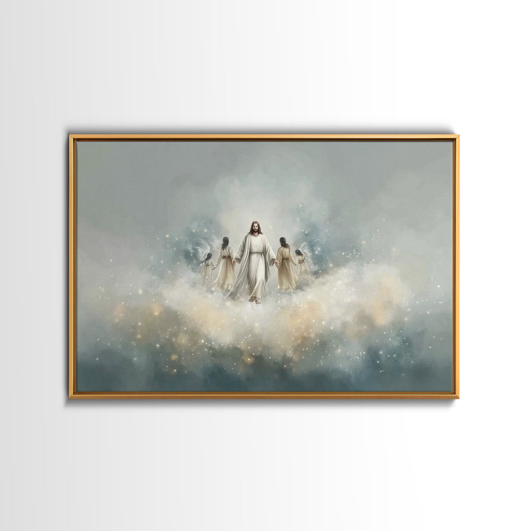 Heavenly Gathering – Framed Canvas Print – Christian Art Canvas – Jesus Painting – Christian Wall Art – Modern Christian Art – Christian Pa