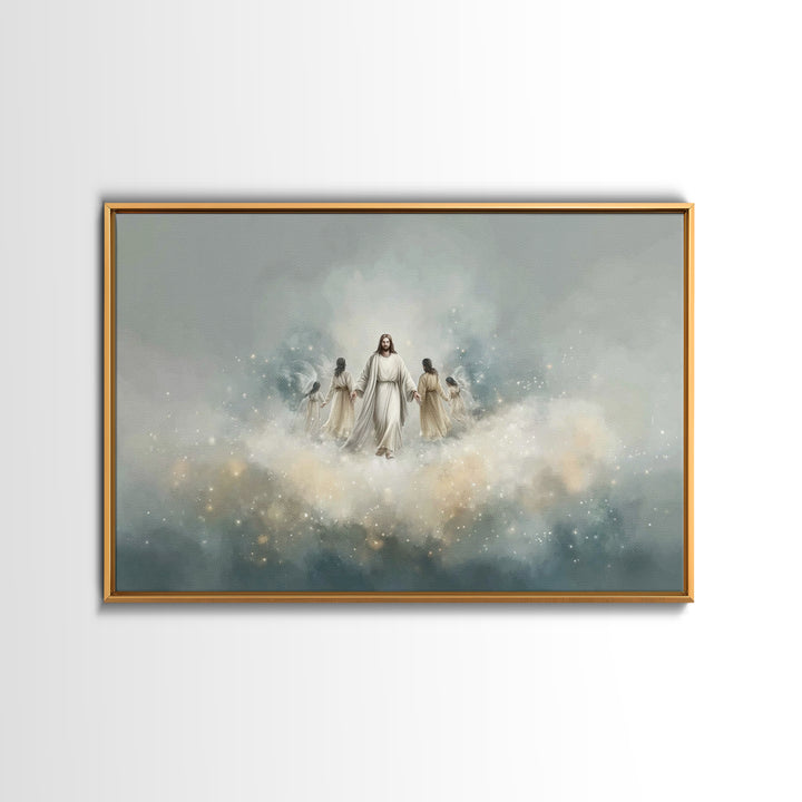 Heavenly Gathering – Framed Canvas Print – Christian Art Canvas – Jesus Painting – Christian Wall Art – Modern Christian Art – Christian Pa