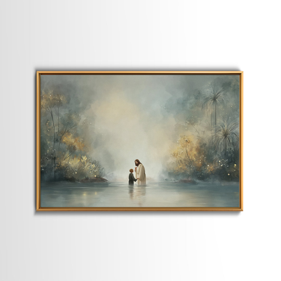 River Of Renewal | Framed Canvas Print | Christian Art Canvas | Jesus Painting | Christian Wall Art | Christian Art | Modern Christian Art