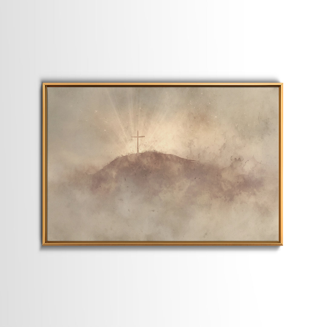 Cloudrise Redemption – Framed Canvas Print – Christian Art Canvas – Christian Wall Art – Moody Christian Art – Christian Decor – Jesus Pain