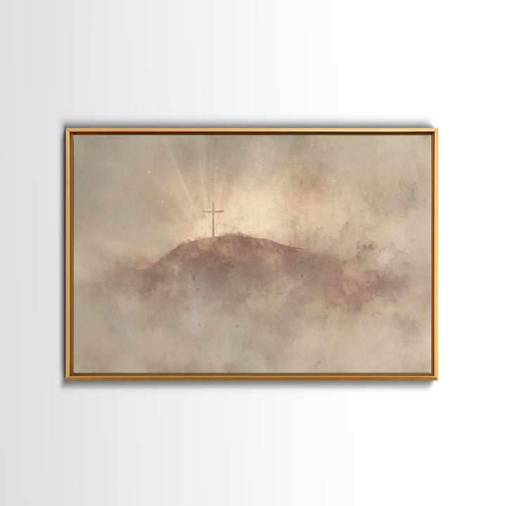 Cloudrise Redemption – Framed Canvas Print – Christian Art Canvas – Christian Wall Art – Moody Christian Art – Christian Decor – Jesus Pain