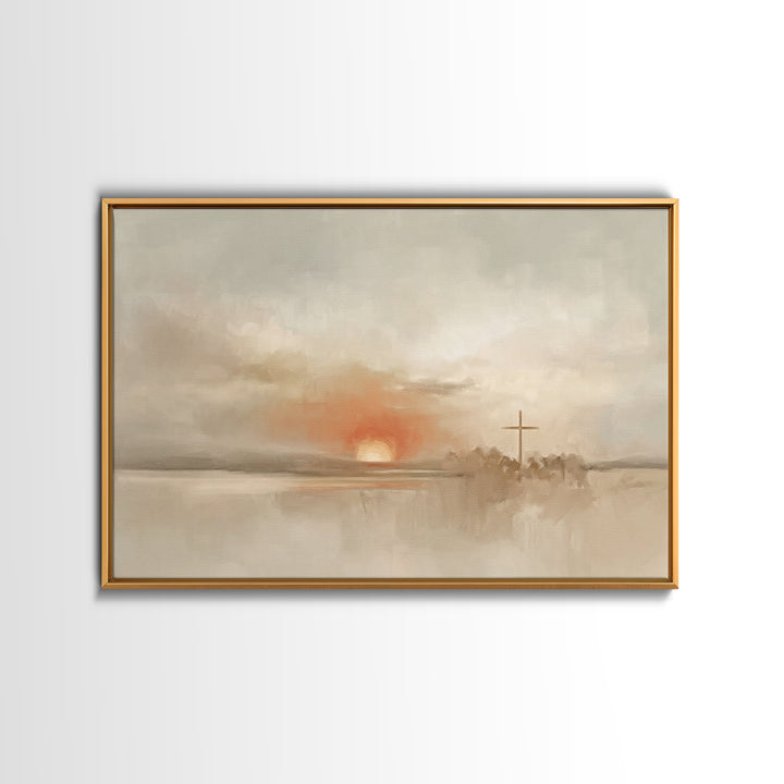 Soft Horizon Grace, Framed Canvas Print, Minimalist Christian Art, Christian Wall Art, Christian Art Canvas, Subtle Christian Art, Christia
