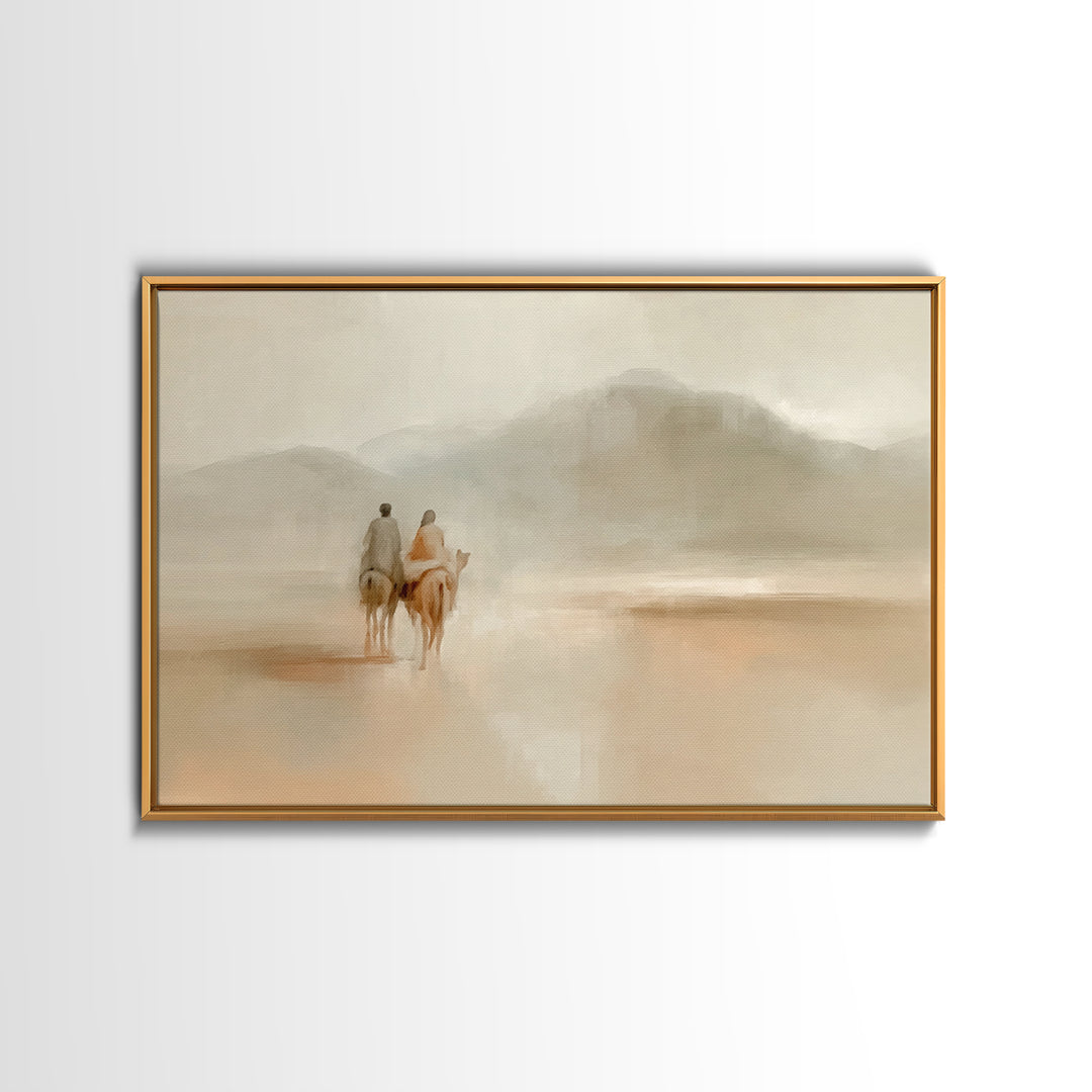 Quiet Desert Walk – Framed Canvas Print – Minimalist Christian Art – Christian Wall Art – Subtle Christian Paintings – Christian Art Canvas