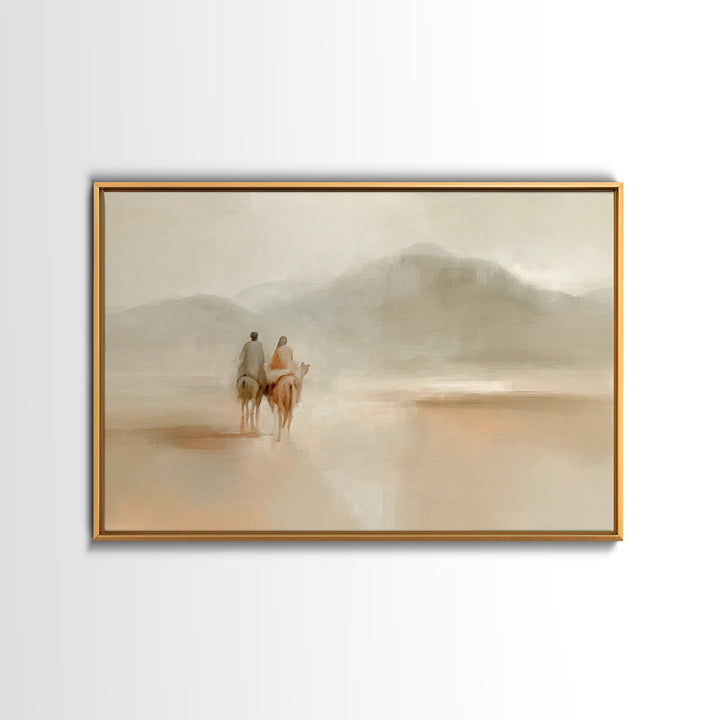 Quiet Desert Walk – Framed Canvas Print – Minimalist Christian Art – Christian Wall Art – Subtle Christian Paintings – Christian Art Canvas