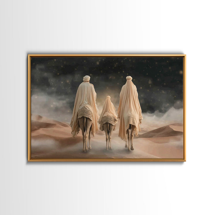 Desert Pilgrims – Framed Canvas Print – Christian Wall Art – Christian Art Canvas – Christian Christmas Art – Jesus Painting