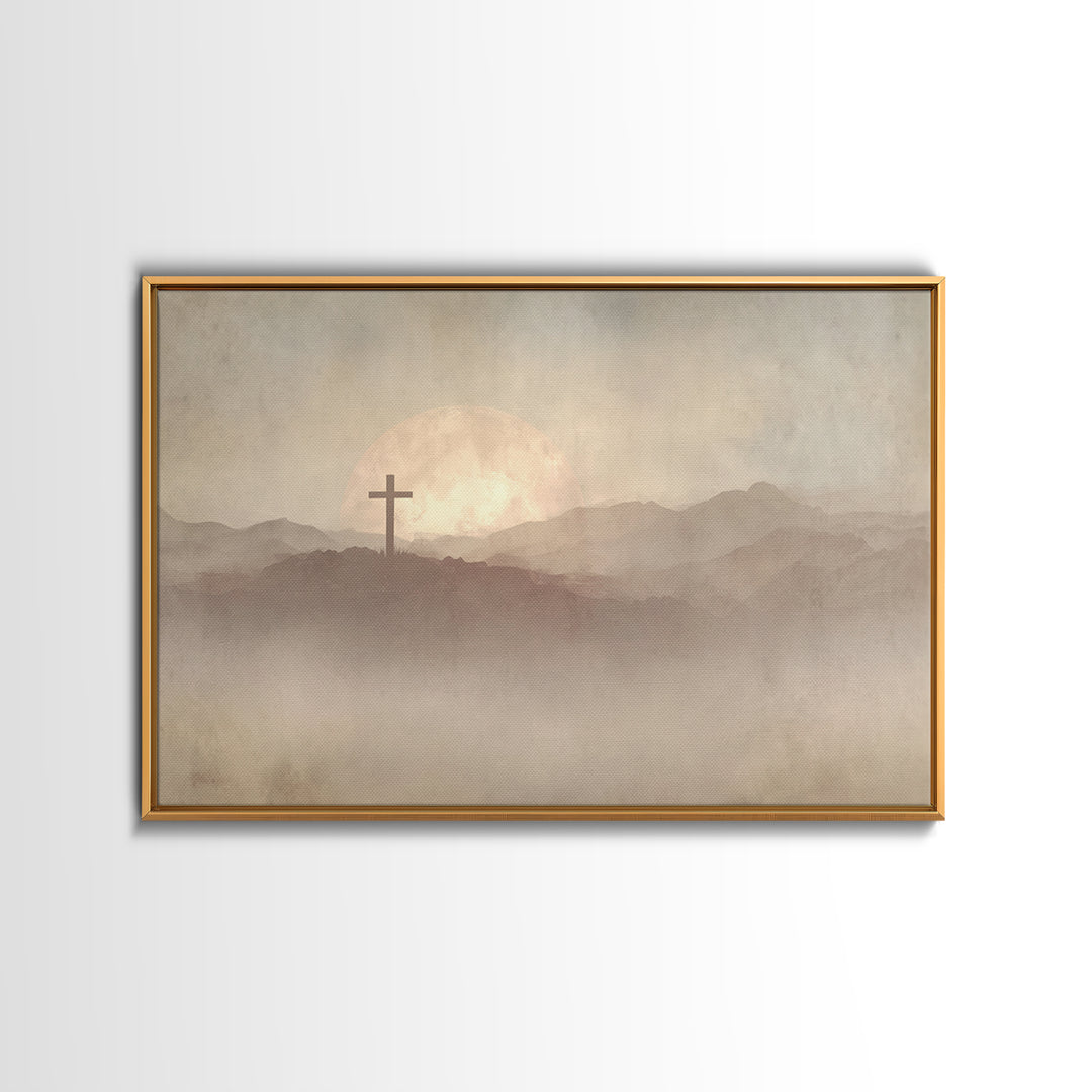 Moonrise Sanctuary, Framed Canvas Print, Christian Art Work, Moody Christian Art, Christian Wall Art, Christian Art Canvas, Subtle Christia