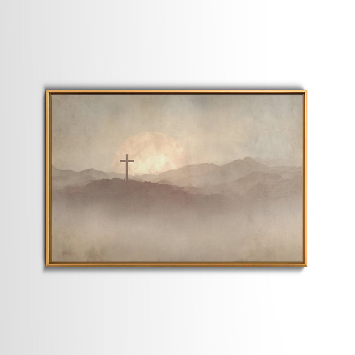 Moonrise Sanctuary, Framed Canvas Print, Christian Art Work, Moody Christian Art, Christian Wall Art, Christian Art Canvas, Subtle Christia