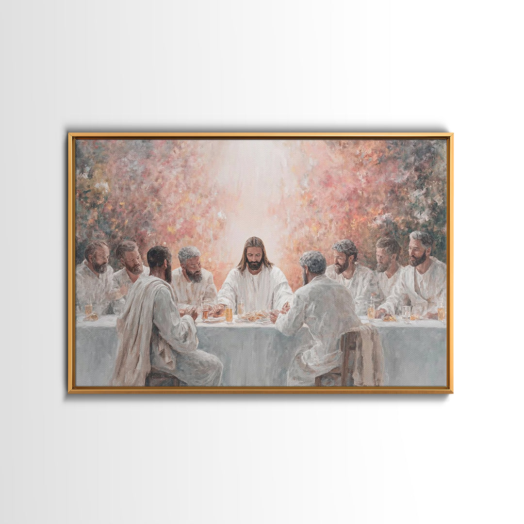 Heavenly Supper - Framed Canvas Print - Christian Art Canvas - Christian Wall Art - Modern Jesus Art - Christian Christmas Art - Christian