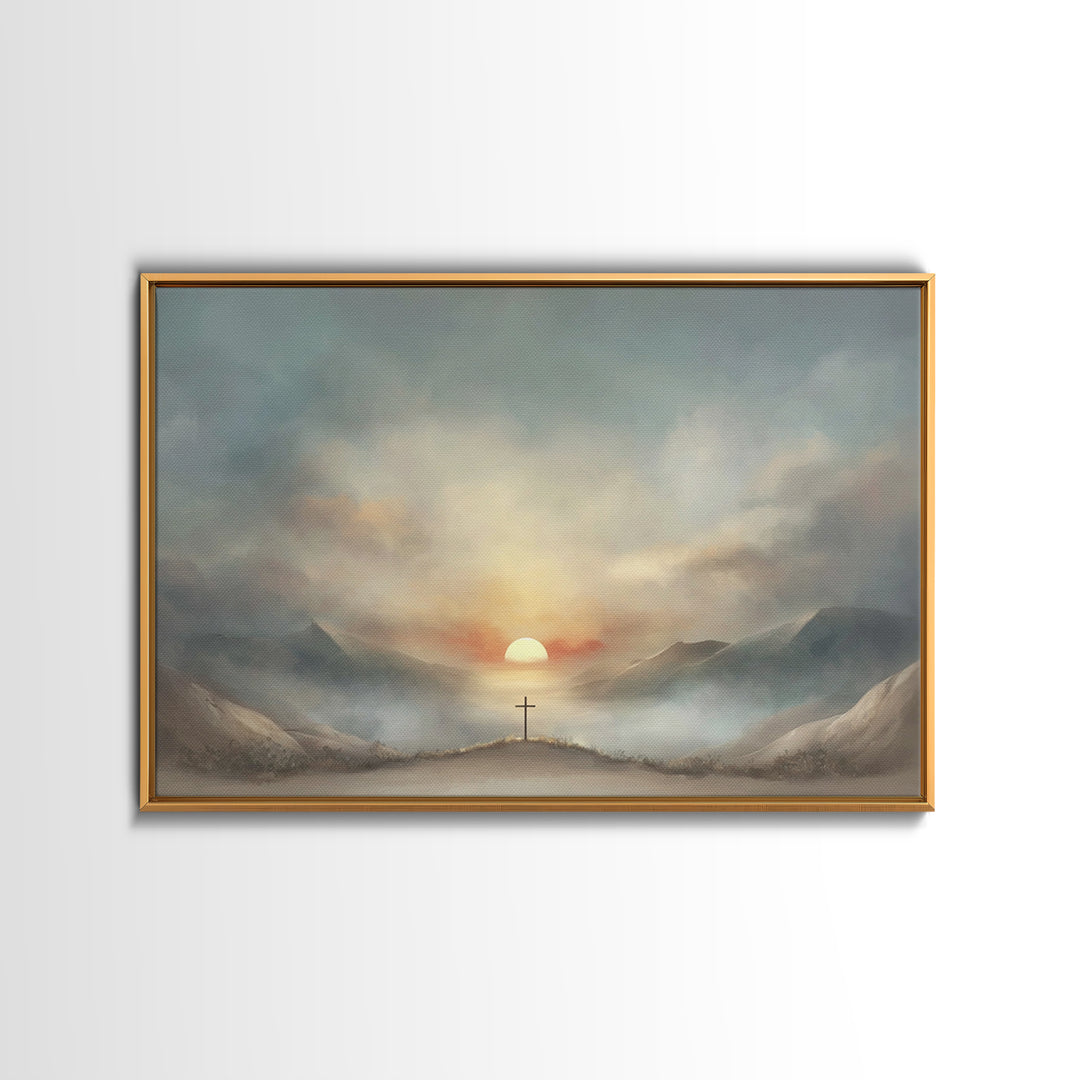 Valley Of Mercy, Framed Canvas Print, Christian Art Canvas, Christian Wall Art, Modern Christian Painting, Christian Decor, Blue Christian
