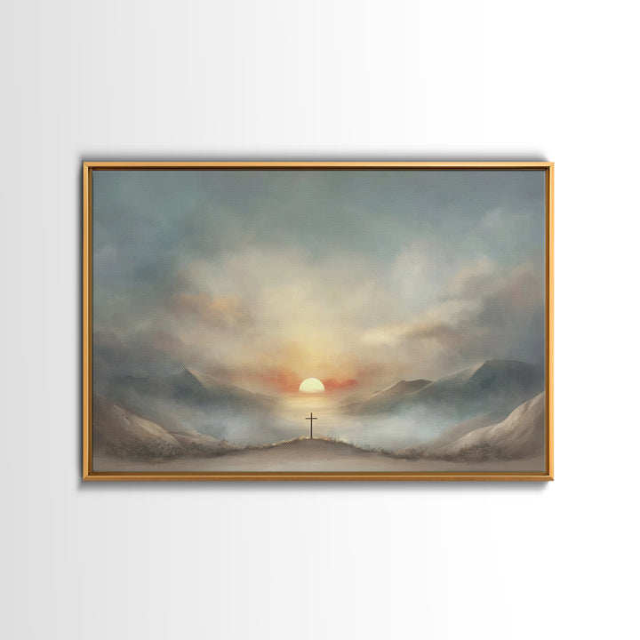 Valley Of Mercy, Framed Canvas Print, Christian Art Canvas, Christian Wall Art, Modern Christian Painting, Christian Decor, Blue Christian
