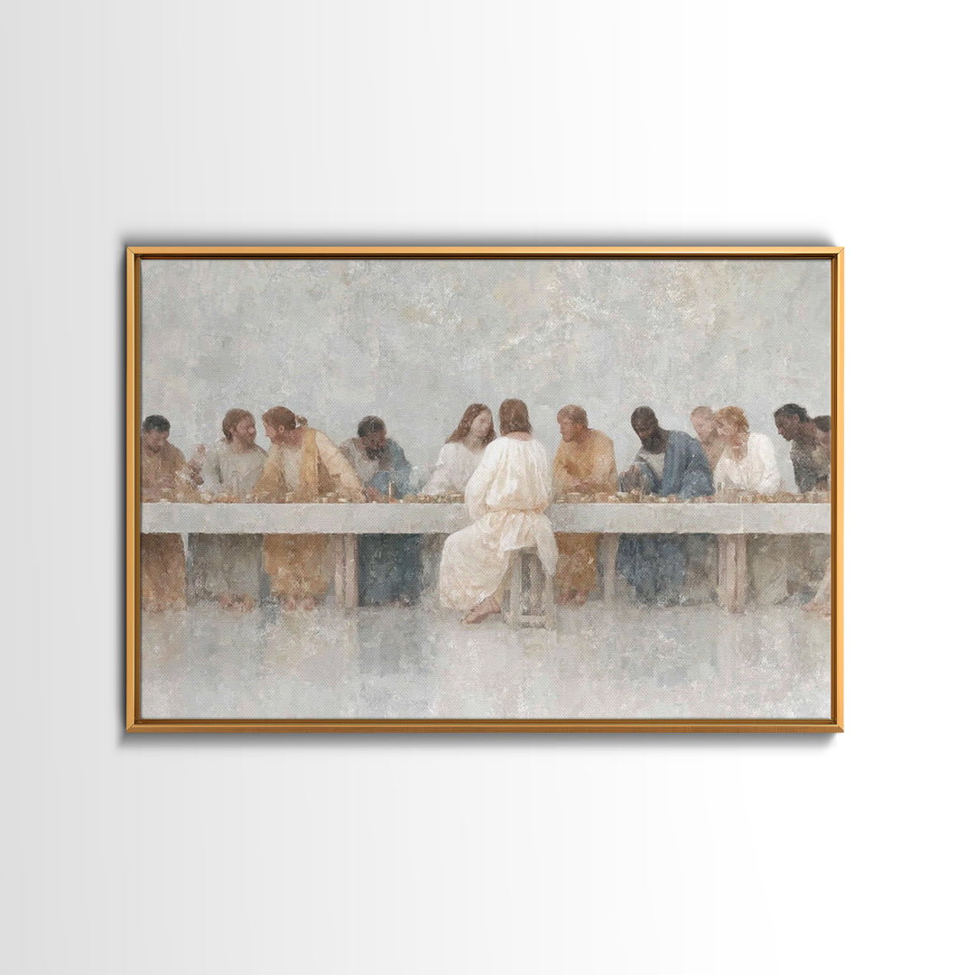 Sacred Banquet Harmony, Framed Canvas Print, Christian Art Work, Modern Christian Painting, Jesus Paintings, Christian Decor, Christmas Art