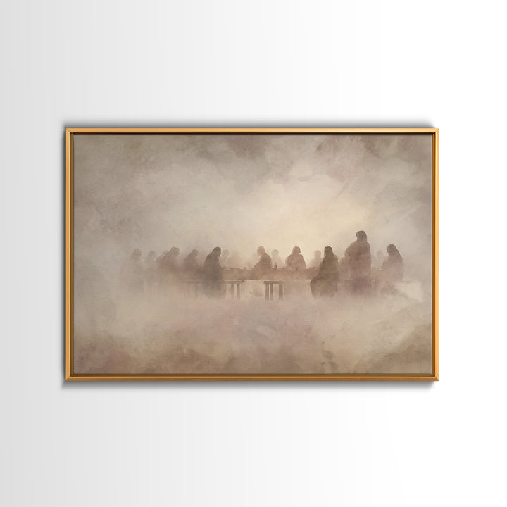 Mystic Supper Cloud – Framed Canvas Print – Christian Art Work – Jesus Painting – Christian Wall Art – Subtle Christian Paintings – Christm