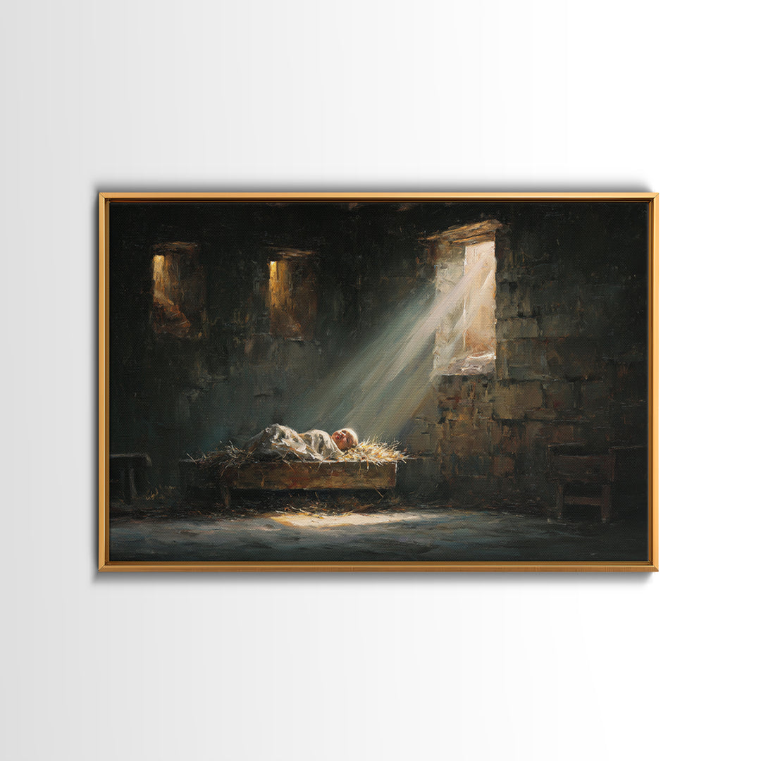 Star-Born Light – Framed Canvas Print – Christian Wall Art – Christmas Art – Jesus Painting – Christian Art Canvas – Christian Christmas De
