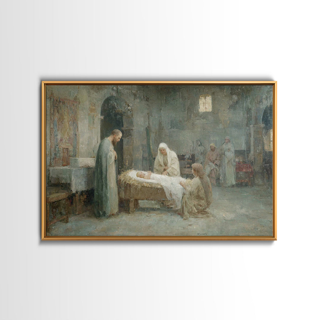 Pure Morning Grace, Framed Canvas Print, Christian Wall Art, Christmas Art Framed, Christian Art Canvas, White Christmas Art, Subtle Christ