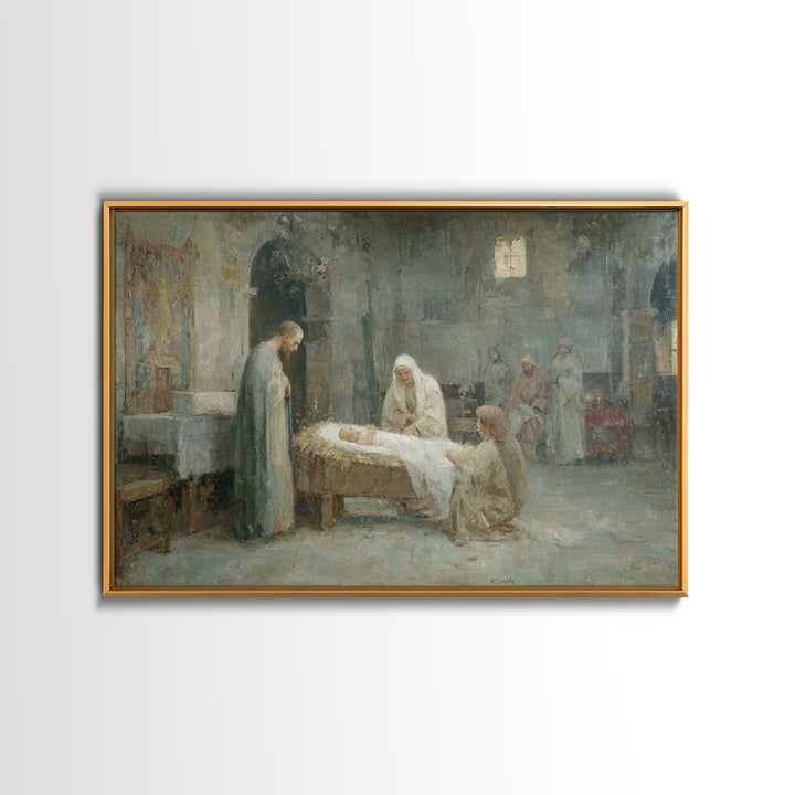Pure Morning Grace, Framed Canvas Print, Christian Wall Art, Christmas Art Framed, Christian Art Canvas, White Christmas Art, Subtle Christ