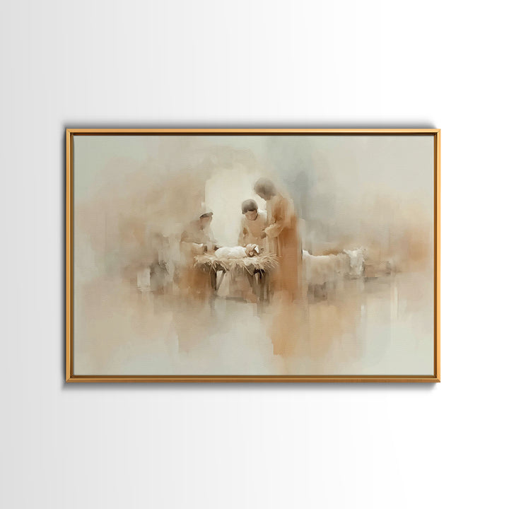 Blessed Nativity Circle – Framed Canvas Print – Christian Art Canvas – Christmas Art Prints – Jesus Christmas Art – Christian Wall Art – Ch