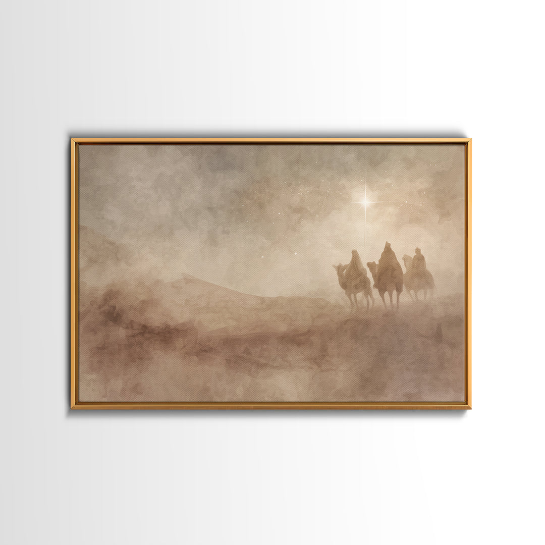 Radiant Star Path, Framed Canvas Print, Christian Wall Art, Christmas Art Work, Christian Art Painting, Jesus Christmas Art, Christian Art