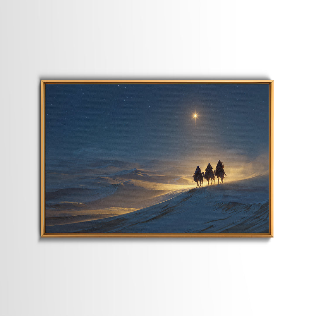 Night Of The Kings, Framed Canvas Print, Christian Art Prints, Christian Christmas Art, Christian Wall Art, Jesus Painting, Christmas Art W