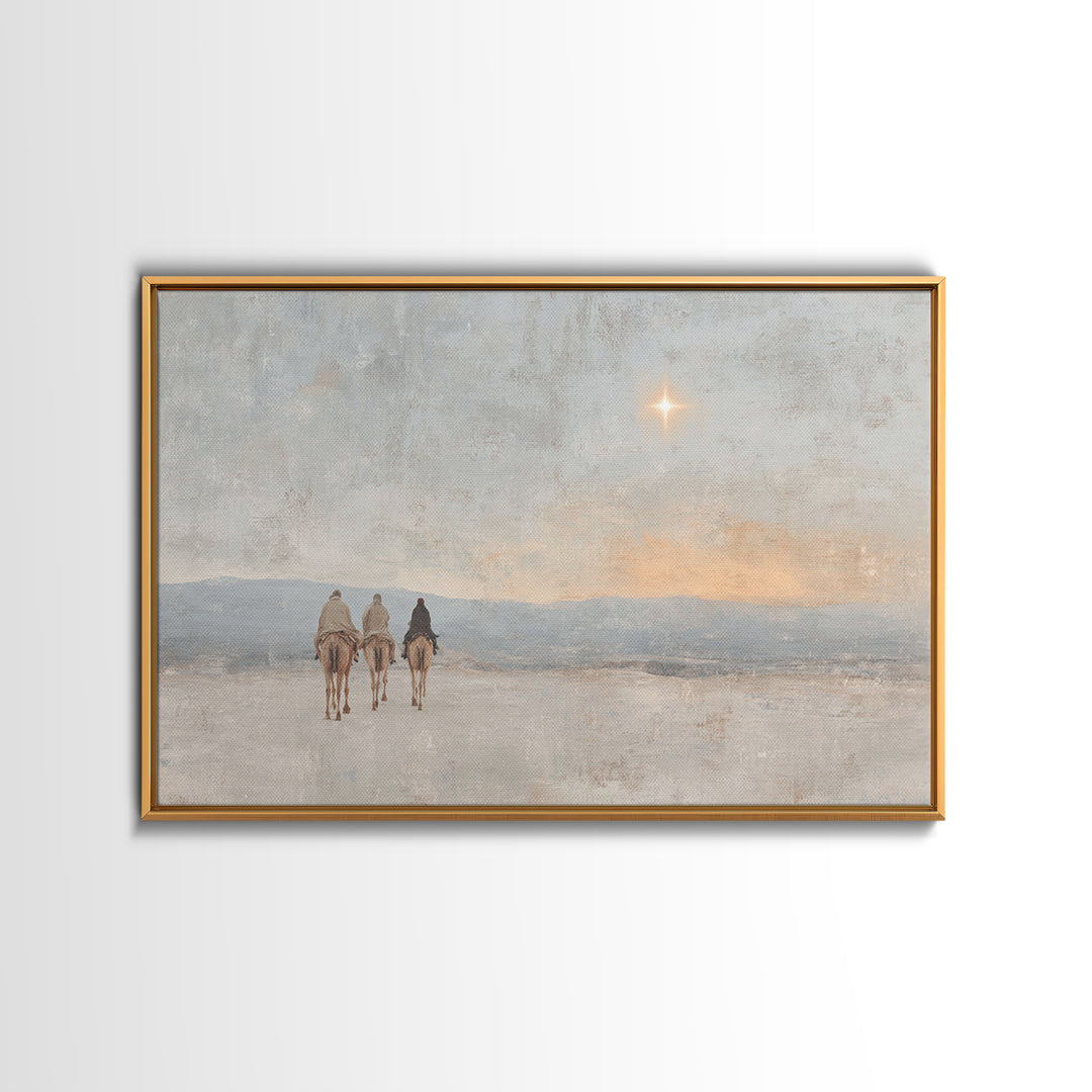 Dawn Star Path | Framed Canvas Print | Christian Art Work | Christmas Art | Christian Art Canvas | Christian Christmas Decor | Jesus Painti