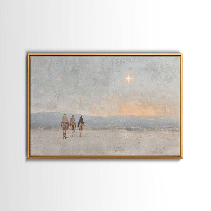 Dawn Star Path | Framed Canvas Print | Christian Art Work | Christmas Art | Christian Art Canvas | Christian Christmas Decor | Jesus Painti